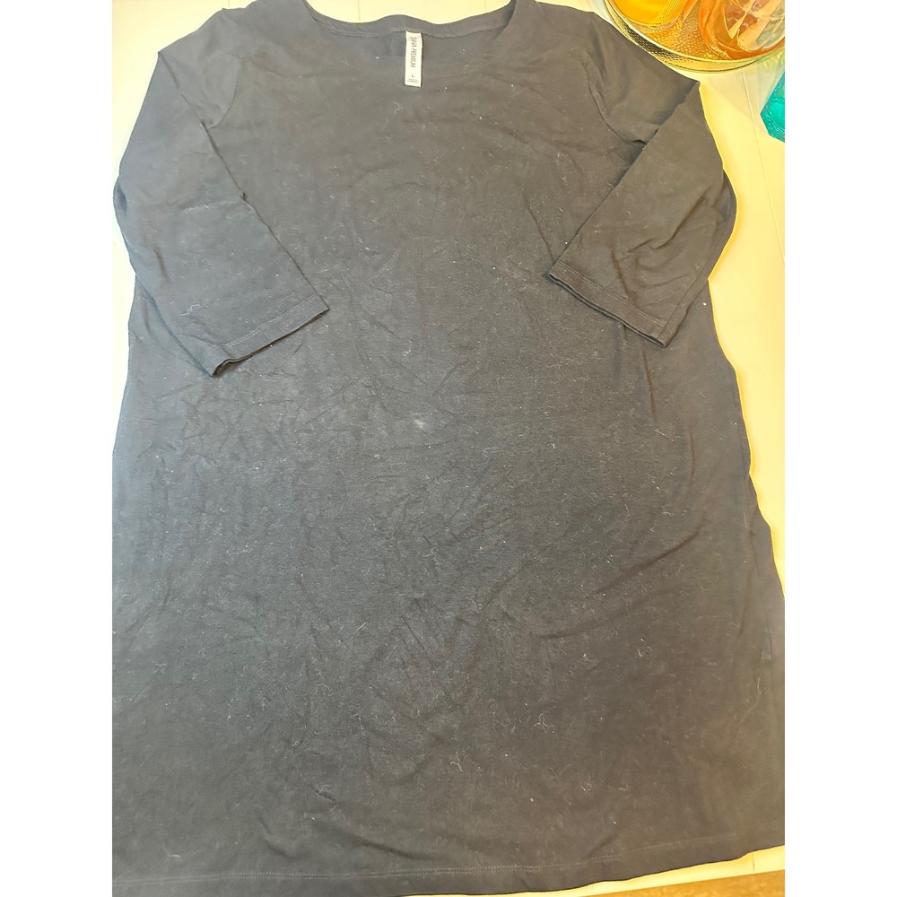 Zenana Premium T-Shirt Dress Women Large Black Good 3/4 Sleeve Cotton‎ CS-4563P